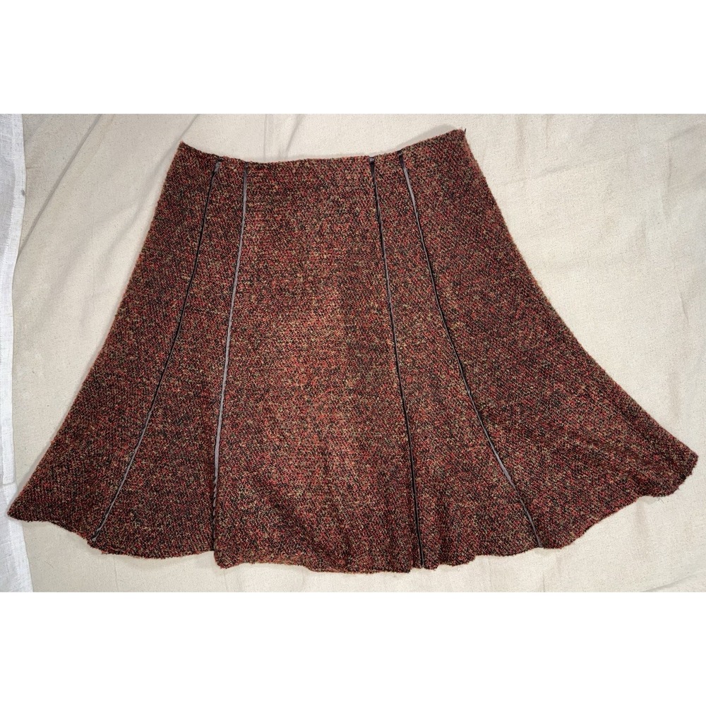 Coldwater Creek Knit Boucle Skirt Fall Autumn Tweed Brown Women's L PL 14/16